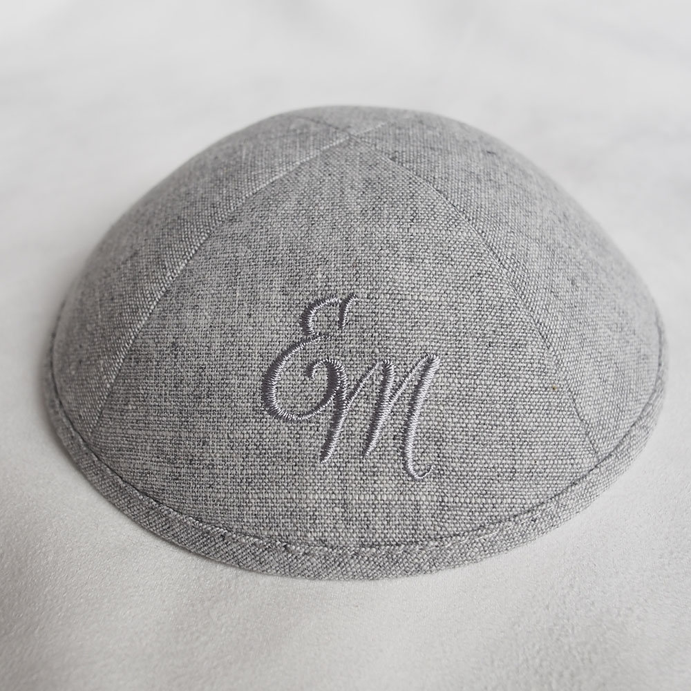 heather-grey-linen-kippah-with-embroidery