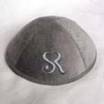 corduory kippah kippot yarmulkes-grey-embroidery