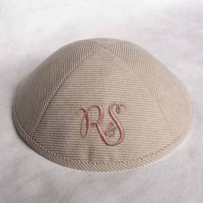 corduory-kippah-kippot-yarmulkes-khaki2-embroidery