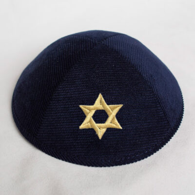corduory kippah kippot yarmulkes-navy-David-Star