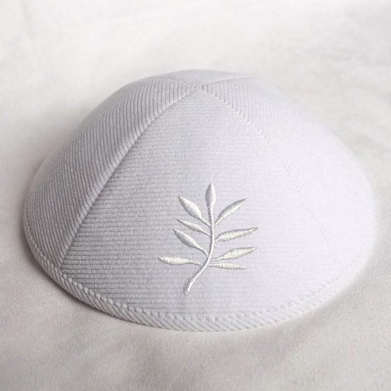 White Corduroy Kippot, Kipa, Kippah, Yarmulkes for wedding, bar & bat