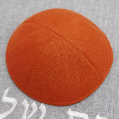 Linen Kippot -Orange