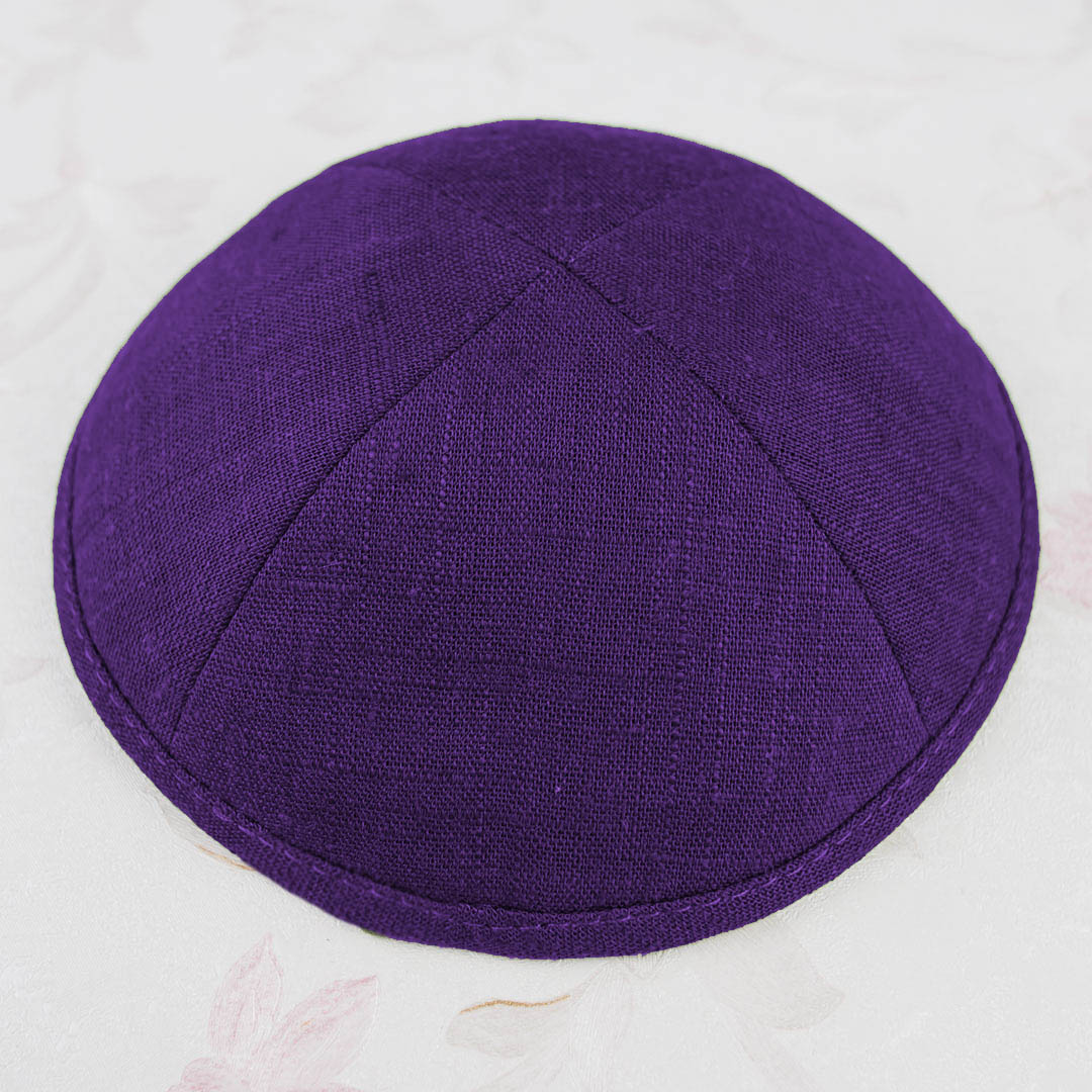 linen kippah linen kippot linen yarmulkes purple
