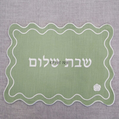 Cloud Shape Shabbat Shalom Linen Bread cover Challah Cover