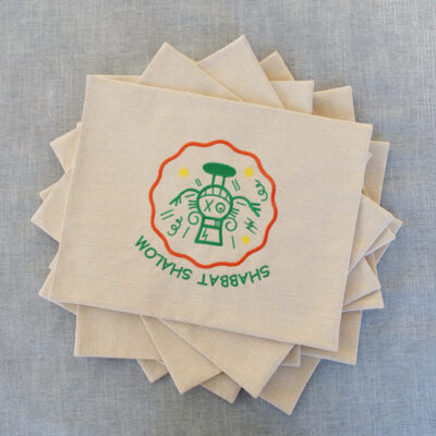 Linen Challah Cover Customize Embroidery Shabbat Shalom