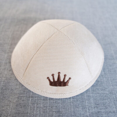 Corduroy custom Jewish kippah, round cap, wedding prayer cap