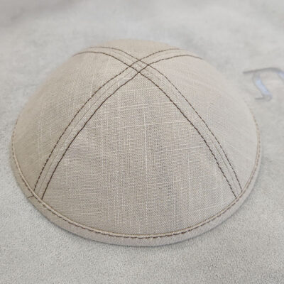 Double Stitch Linen Kippah with Linen Lining